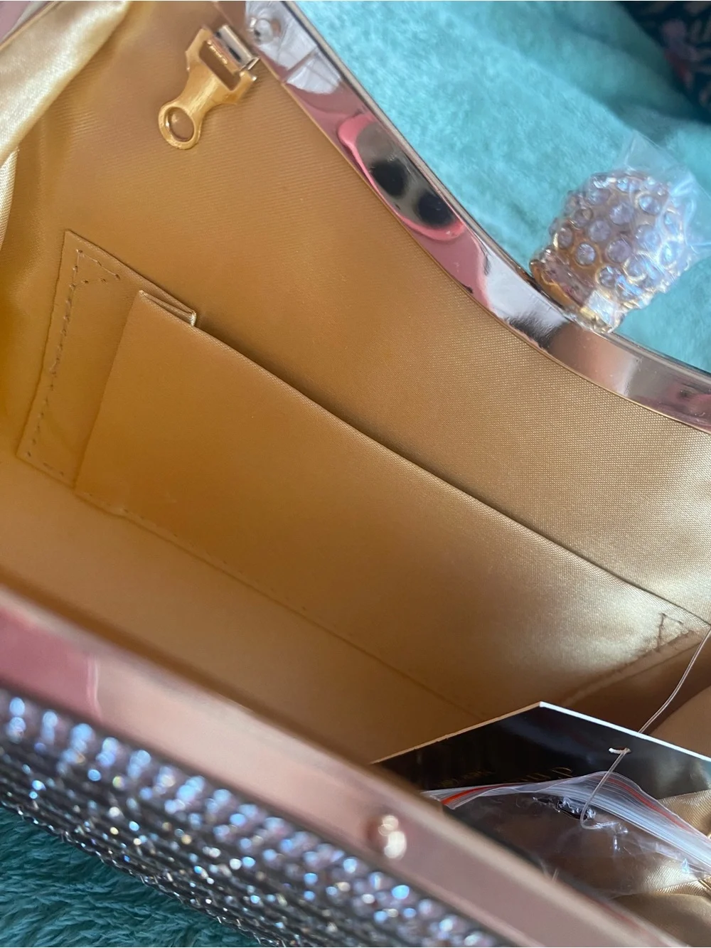 D'margeaux Luxury Embellished Gold Evening Clutch Handbag